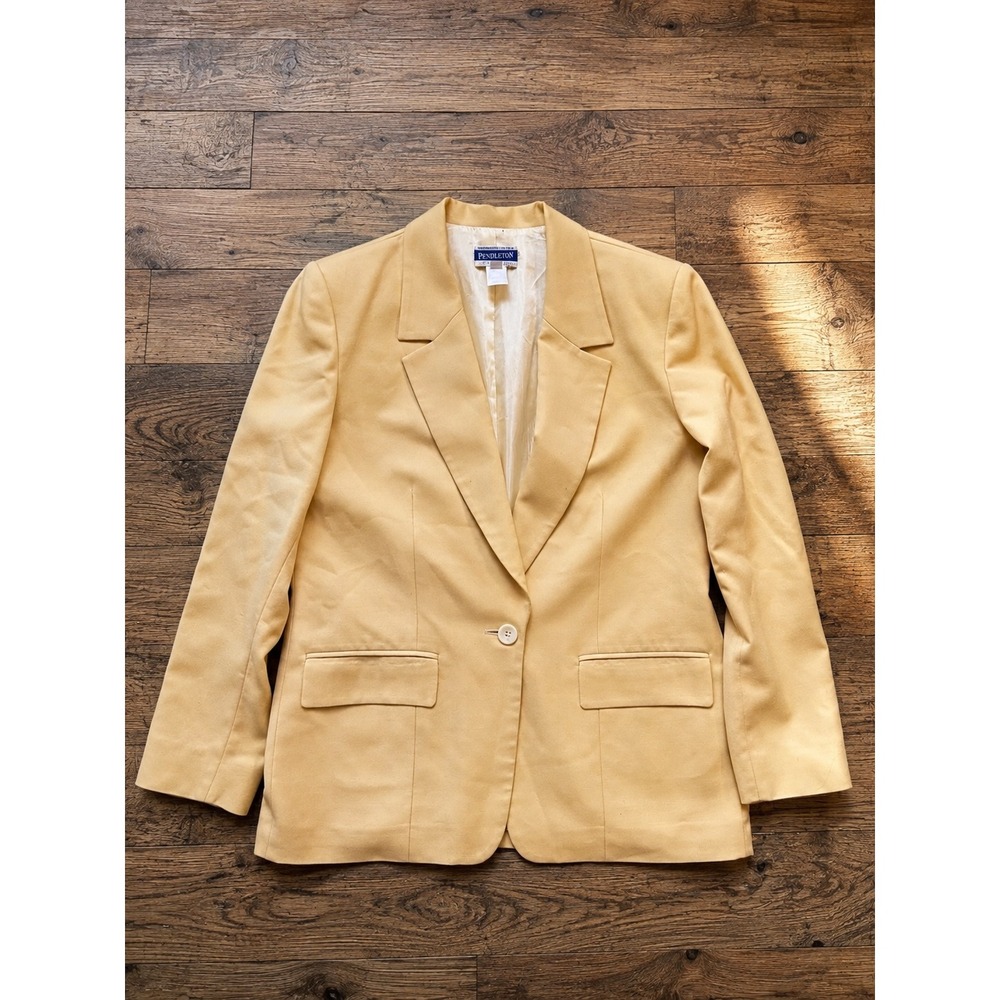 Pendleton Classic Yellow 100% Virgin Wool Blazer Vintage Made USA 8 Preppy